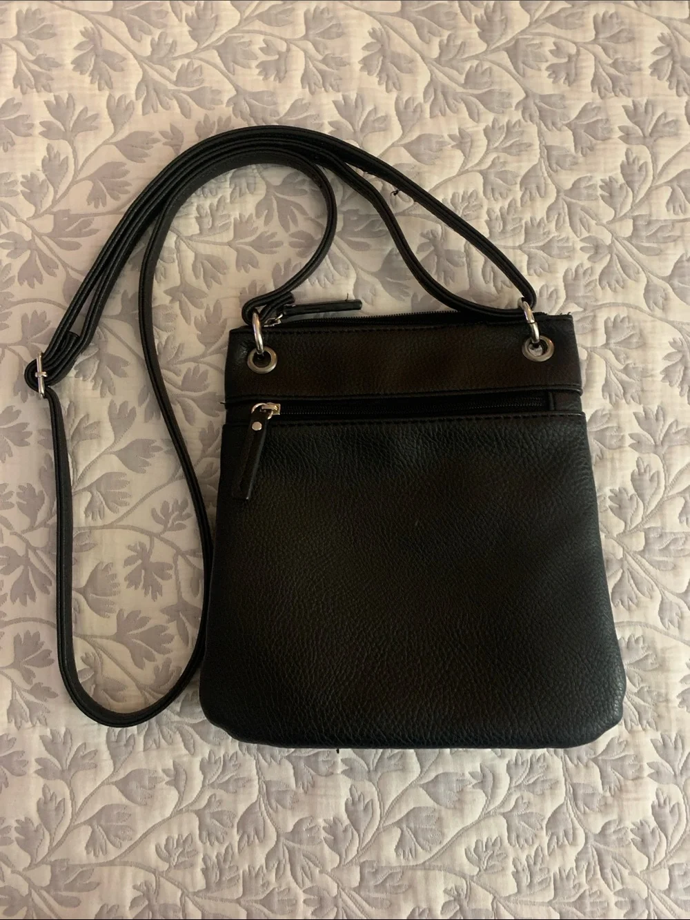 Nicole by Nicole Miller Black Pebbled Leather Crossbody